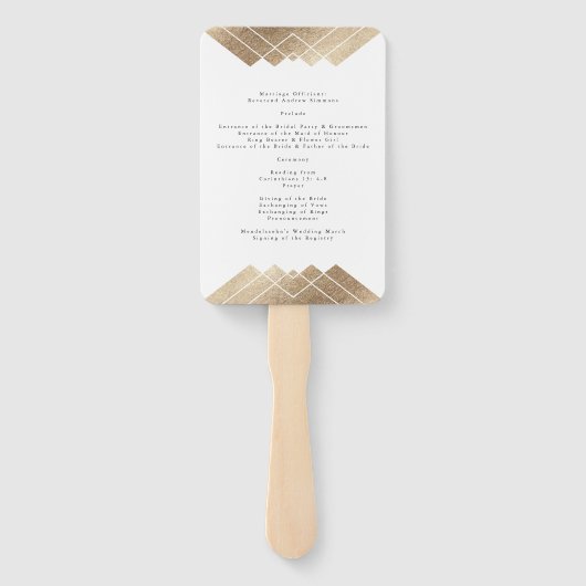 Geometric White Gatsby Wedding Fächer (Rückseite)