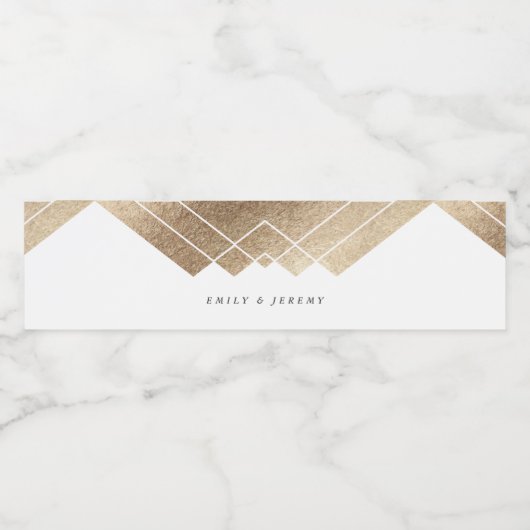 Geometric White Gatsby Wedding Wasserflaschenetikett (Einzelnes Label)