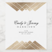 Geometric White Gatsby Wedding Weinetikett (Einzelnes Label)