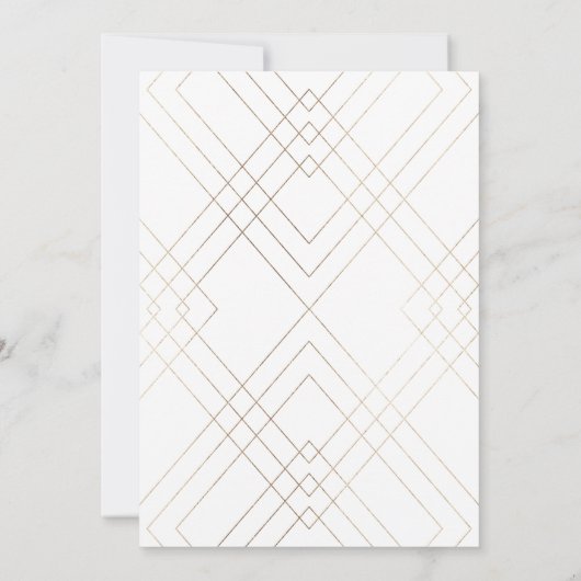 Geometric White Gold Gatsby Hochzeitseinladung Einladung (Rückseite)