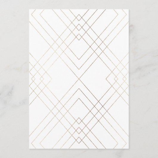 Geometric White Gold Gatsby Tall Wedding Menu Menükarte (Rückseite)