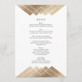 Geometric White Gold Gatsby Tall Wedding Menu Menükarte (Vorderseite)