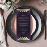 Geometric White Lila Gatsby Wedding Menükarte<br><div class="desc">Erleben Sie den Trend von Great Gatsby mit diesem Design - mit dieser Karte oder dem Hochzeitsempfang. Antike für eine wunderbare böhmische Hochzeit. Vintage Stylish Boho Hochzeit. Ein formelles, elegantes Design Geometric Deko Great Gatsby Phantastisches Design mit Kunst Deko Linien im Great Gatsby Stil. Sehr trendig, modern und elegant. Gold...</div>