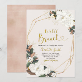 Geometric White Magnolia Baby Brunch Einladung