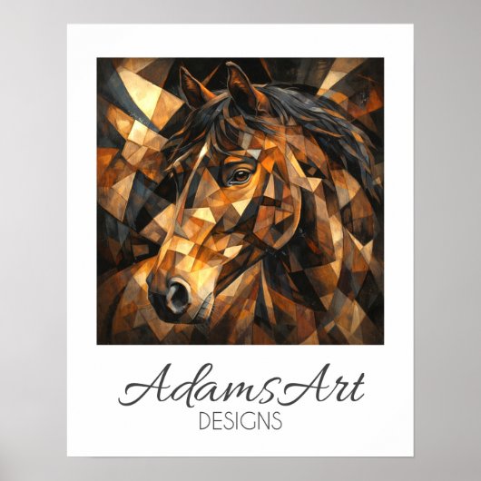 Geometric Wild Horse Abstract Art Poster (Vorne)