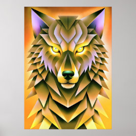 Geometric Wolf Illustration Tierdesign Poster