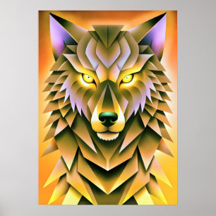Geometric Wolf Illustration Tierdesign Poster