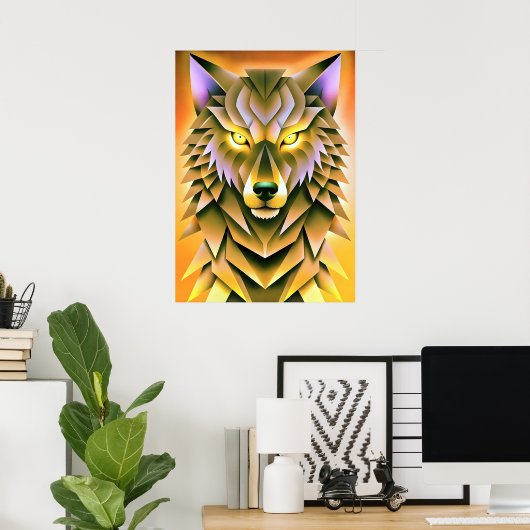 Geometric Wolf Illustration Tierdesign Poster (Heimbüro)