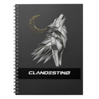 Geometric Wolf Moon Notebook – Black Gold Luxury J Notizblock
