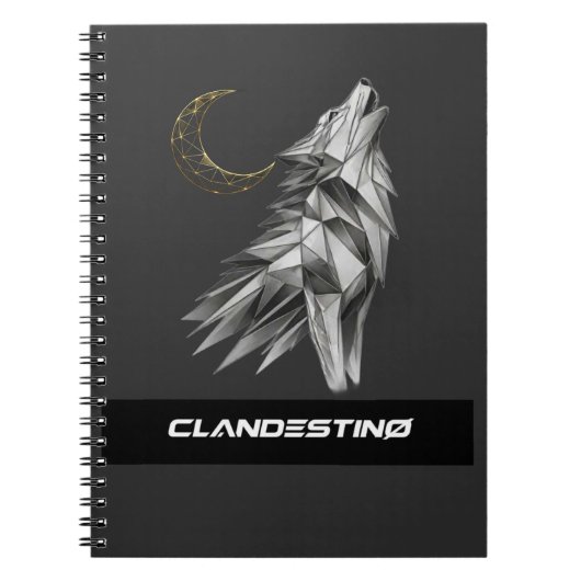 Geometric Wolf Moon Notebook – Black Gold Luxury J Notizblock (Vorderseite)