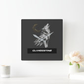 Geometric Wolf Moon Wall Clock Quadratische Wanduhr (Zuhause)