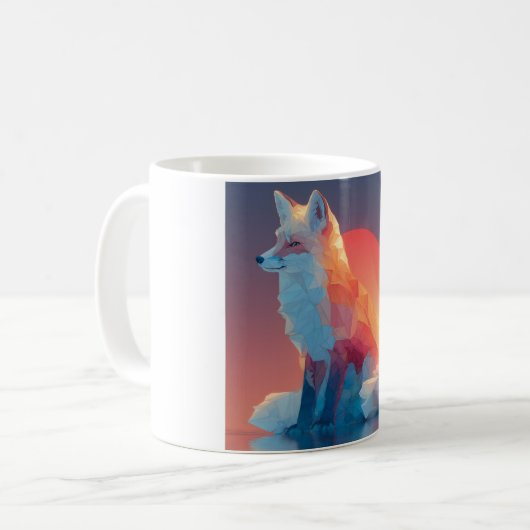 Geometric Wolf Silhouette |Modern Polygon Wildlife Kaffeetasse (Vorderseite Links)