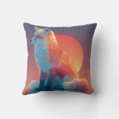 Geometric Wolf Silhouette |Modern Polygon Wildlife Kissen (Rückseite)