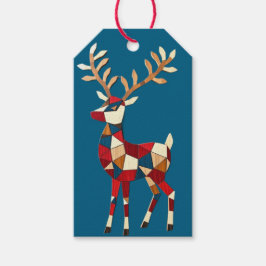 Geometric Wooden Block Reindeer Gift Tags Geschenkanhänger