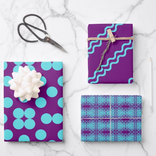 Geometric Wrapping Paper Flat Sheet Set of 3 Geschenkpapier Set (Vorderseite)
