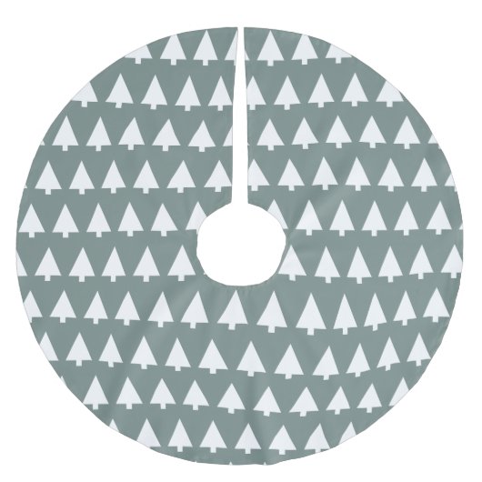 Geometric Xmas Tree Pattern | Minimal Sage Green Polyester Weihnachtsbaumdecke (Vorderseite)