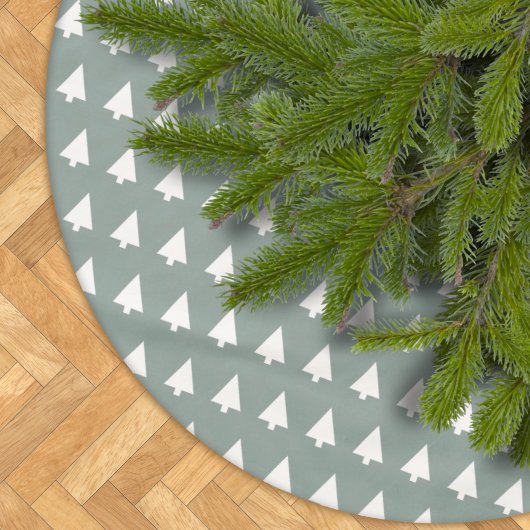 Geometric Xmas Tree Pattern | Minimal Sage Green Polyester Weihnachtsbaumdecke