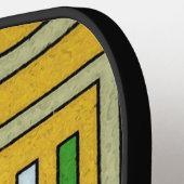 Geometric Yellow and Green Abstract Maze Design Pickleball Schläger (Linke Seite)