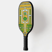 Geometric Yellow and Green Abstract Maze Design Pickleball Schläger (Links)