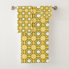geometric yellow & black pattern badhandtuch set