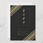 Geometrical black gold typography RSVP Einladung (Vorderseite)