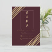 Geometrical burgundy gold typo RSVP Einladung (Stehend Vorderseite)