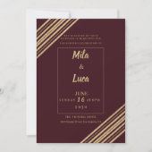 Geometrical burgundy gold typo Wedding Einladung (Vorderseite)