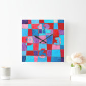 geometrical colorful pattern quadratische wanduhr (Zuhause)