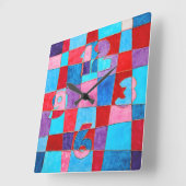 geometrical colorful pattern quadratische wanduhr (Winkel)