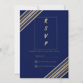 Geometrical navy blue gold typography RSVP Einladung (Vorderseite)
