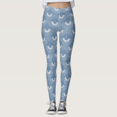 Geometrical swan flying bird pattern blue leggings (Vorderseite)