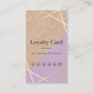 GeometricGoldKraftPrint Lavender Loyalty Vertikal Visitenkarte