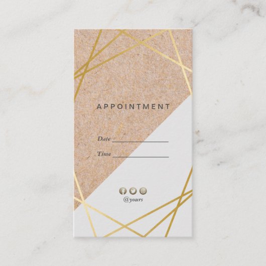 GeometricGoldKraftPrintGray-Ernennung Vertikal Visitenkarte (Vorderseite)