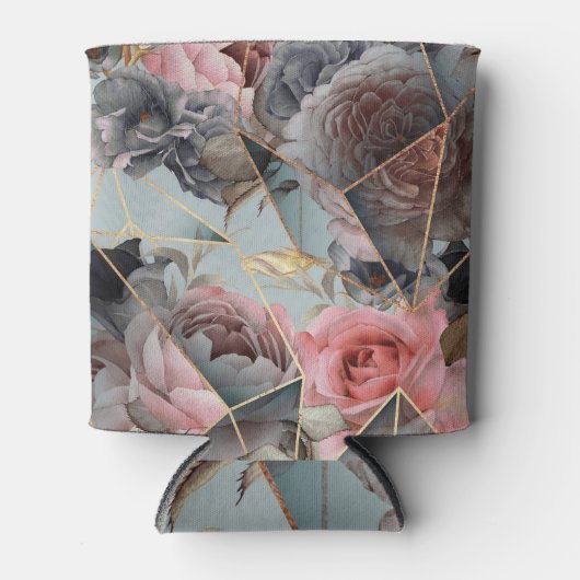 Geometrie aus Blumenkristall, Aquarellhintergrund Dosenkühler (Vorderseite)