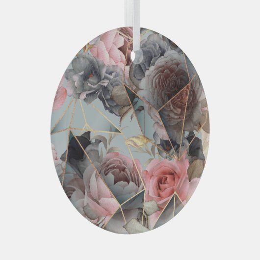 Geometrie aus Blumenkristall, Aquarellhintergrund Ornament Aus Glas (Vorderseite Rechts)