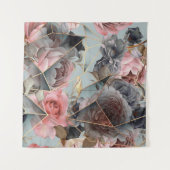 Geometrie aus Blumenkristall, Aquarellhintergrund Wandteppich (Vorderseite (Horizontal))