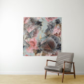 Geometrie aus Blumenkristall, Aquarellhintergrund Wandteppich (Beispiel (Horizontal))