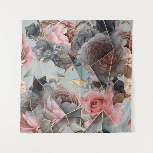 Geometrie aus Blumenkristall, Aquarellhintergrund Wandteppich (Vorderseite)