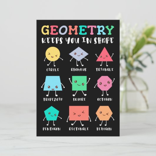 Geometrie Behalte Ihnen in Form - Spaß für Schulma Einladung (Stehend Vorderseite)