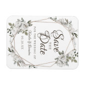 Geometrie Cherish White Floral Save the Date Magnet (Horizontal)