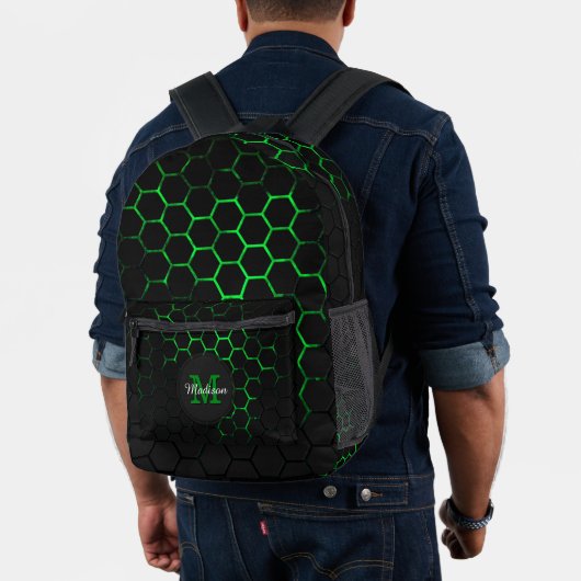 Geometrie der grünen Noppen-Wabengeometrie Monogra Bedruckter Rucksack (Insitu (Modell))