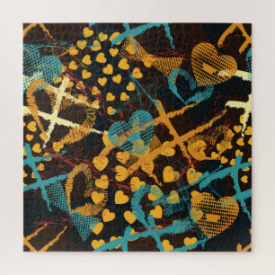 Geometrie der Herzstars: Vintages Muster Puzzle