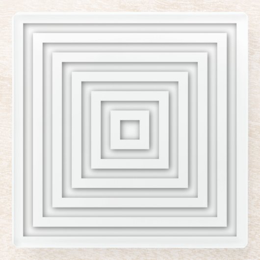 Geometrie des weißen Quadrats Glasuntersetzer (Vorderseite)