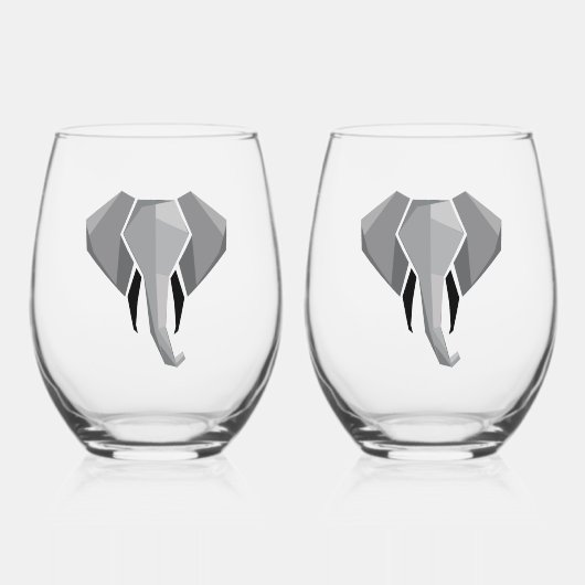 Geometrie Elephant Head Weinglas Ohne Stiel (Vorderseite)