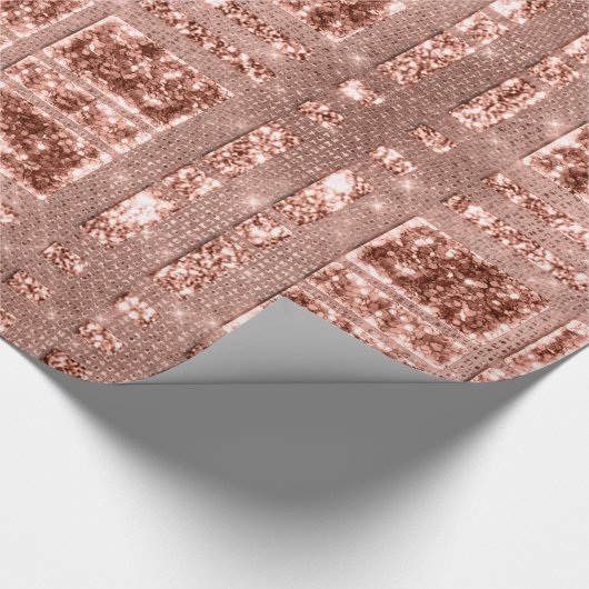 Geometrie Funkelnd Rose Gold Grily Copper Glitzer Geschenkpapier (Ecke)