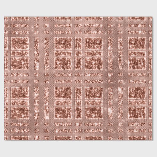 Geometrie Funkelnd Rose Gold Grily Copper Glitzer Geschenkpapier (Flach)