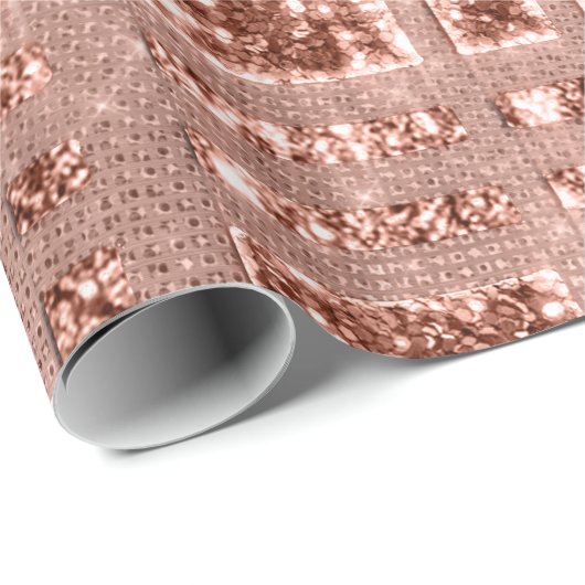Geometrie Funkelnd Rose Gold Grily Copper Glitzer Geschenkpapier (Rolleneckpunkt)