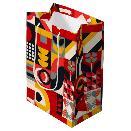 Geometrie in Farbe Mittlere Geschenktüte (Vorderseite Schrägansicht)