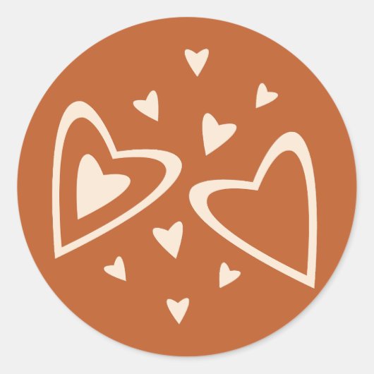 Geometrie in Liebe - Creme auf rotem Ocker - Bild. Runder Aufkleber (Vorderseite)