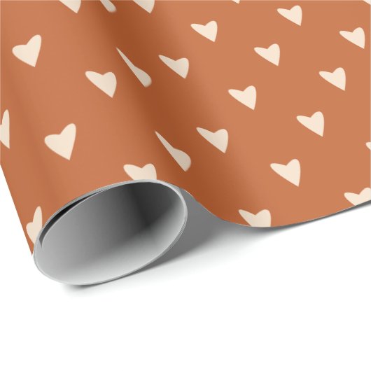 Geometrie in Liebe - Creme auf rotem Ocker - Muste Geschenkpapier (Rolleneckpunkt)